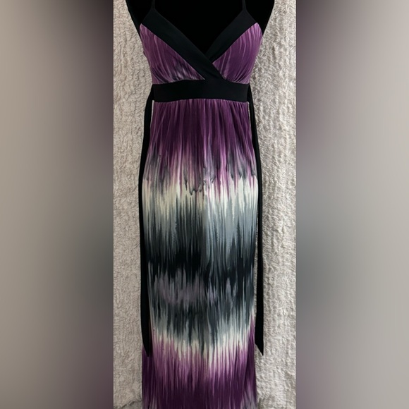 J.B.S. - Maxi dress, color is black/purple/cream and gray- size small - Picture 2 of 7